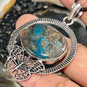 Dark Chessylite Blue Spar Azurite Pendant 2 1/4”